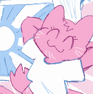 2023 digital sketch of a pink kitty relishing in the joy of being trans.